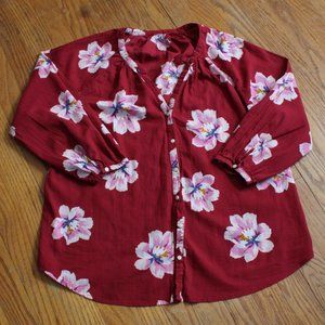 Unknown Brand Floral Print Button Down Blouse